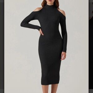 ASTR Cold Shoulder Mock Neck Sweater Dress